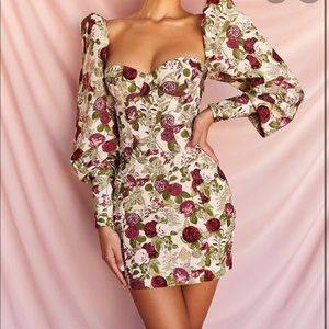 House of CB Azie Vintage Floral Puff Sleeve Dress